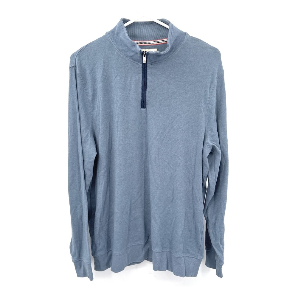 The Normal Brand Mens Blue Quarter Zip Pullover Long Sleeve Mock Neck Sweater L